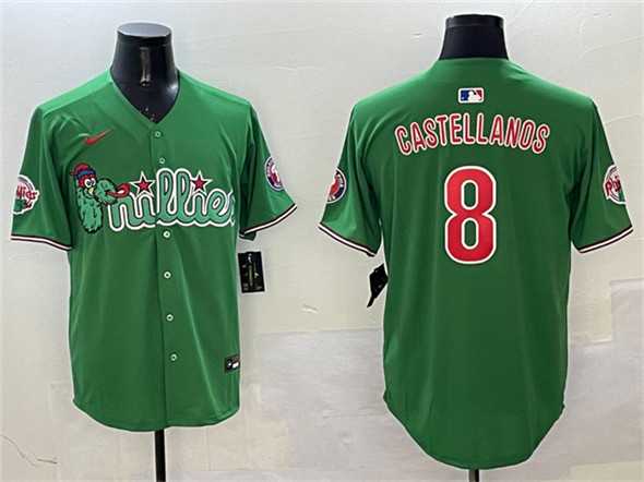 Mens Philadelphia Phillies #8 Nick Castellanos Green Phanatic Limited Stitched Jersey